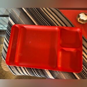 Tupperware, Vintage divided Lunch hard plastic Tray Red